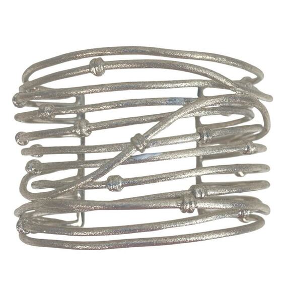 RIVKA Knotted Mina White Rhodium Cuff Bracelet - $229. - Picture 7 of 16